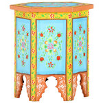 vidaXL Table d'appoint peinte à la main multicolore 38x33x42 cm