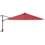 vidaXL Parasol mural avec LED rouge vif 290 cm
