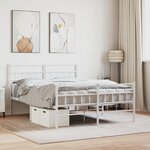 vidaXL Cadre de lit métal avec tête de lit/pied de lit blanc 140x190cm
