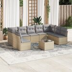 vidaXL Salon de jardin avec coussins 10 Pièces beige résine tressée