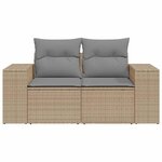 vidaXL Canapé de jardin avec coussins 2 places beige résine tressée