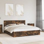 vidaXL Cadre de lit Chêne fumé 200 x 200 cm Bois d'ingénierie