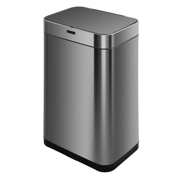 Poubelle de cuisine automatique upper gris acier inoxydable 60 l