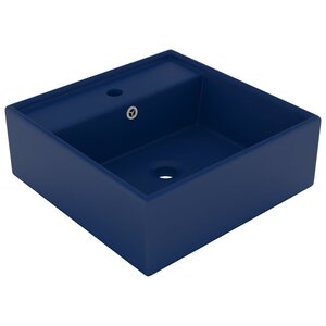 vidaXL Lavabo carré à trop-plein Bleu foncé mat 41x41 cm Céramique
