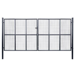 vidaXL Portail en maille de jardin Acier galvanisé 400 x 200 cm Gris