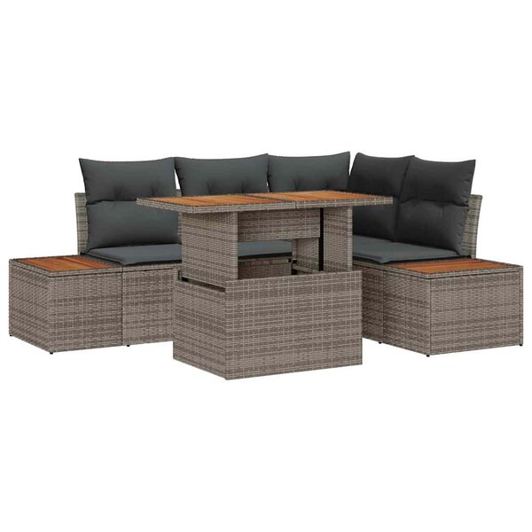 vidaXL Ensemble de salle à manger pour jardin 5 Pièces Gris  Marron