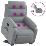 vidaXL Fauteuil inclinable de massage électrique Gris clair Tissu
