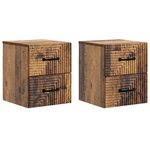 vidaXL Cabinet de chevet mural 2 Pièces Bois ancien 34 5 x 33 x 40 cm