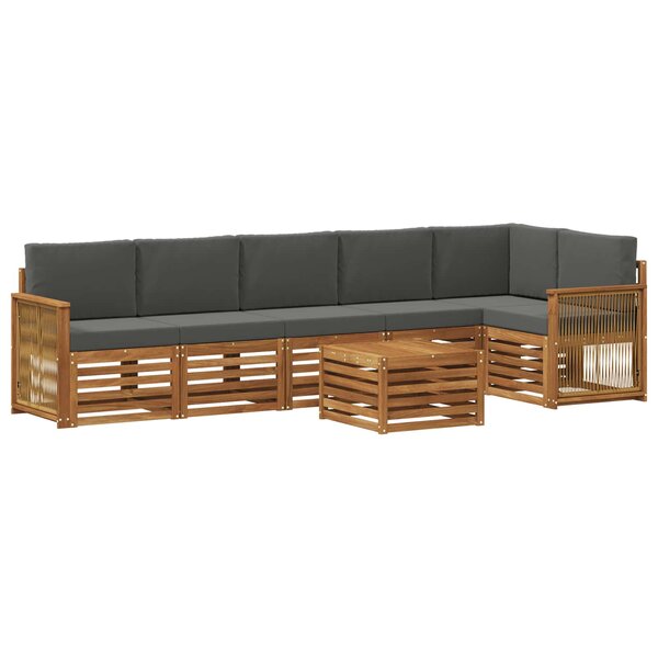 vidaXL Ensemble de canapés d'extérieur 6 pc Naturel et Anthracite