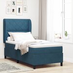 Lit Box Spring avec Matelas vidaXL Bleu Foncé 100x200 cm Velours