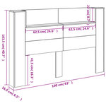 vidaXL Armoire tête de lit avec LED gris béton 160x16 5x103 5 cm