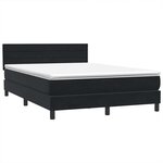 vidaXL Sommier à lattes de lit avec matelas et LED noir 140x210 cm velours