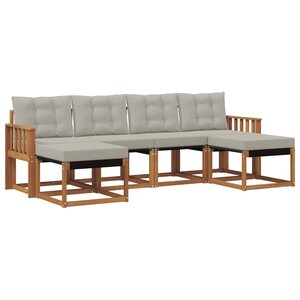 vidaXL Ensemble de canapés d'extérieur 6 Pièces Gris Naturel et Clair