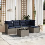 vidaXL Salon de jardin 6 Pièces avec coussins gris résine tressée