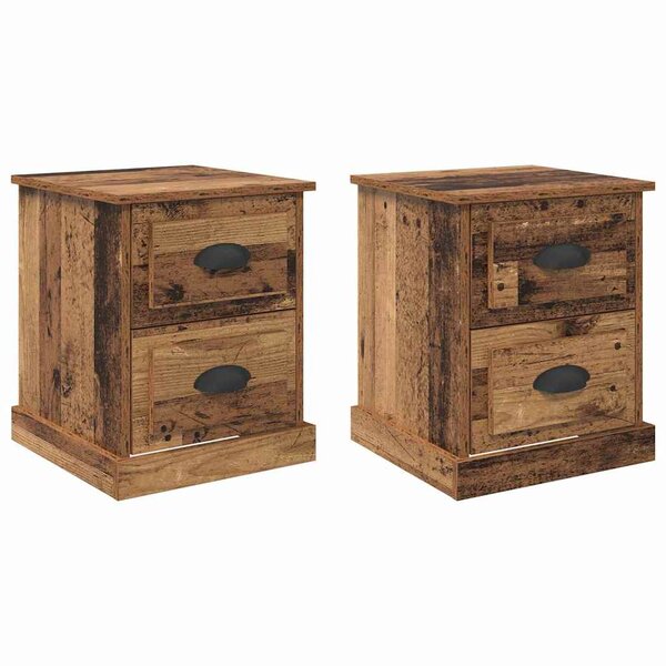 vidaXL Cabinet de chevet 2 Pièces Bois ancien 39 x 39 x 47.5 cm