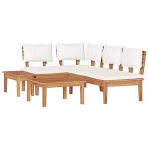 vidaXL Ensemble de canapé de jardin 4 pc Marron et Crème