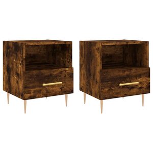 vidaXL Tables de chevet 2Pièces chêne fumé 40x35x47 5cm bois d’ingénierie