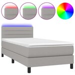 vidaXL Sommier à lattes de lit matelas LED Gris clair 100x200 cm Tissu