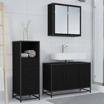 vidaXL Ensemble de mobilier de salle de bain 3 Pièces Chêne noir