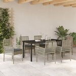 vidaXL Ensemble de salle à manger 7 pièces avec coussins gris clair en poly rattan