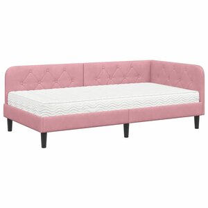 vidaXL Cadre de lit d'angle Rose 100 x 200 cm Velours