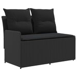 vidaXL Sofa de jardin avec accoudoirs et sofa d'angle 2 Pièce Noir