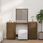 vidaXL Ensemble de coiffeuse et miroir Marron miel Bois de pin solide