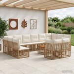 vidaXL Ensemble de canapés d'extérieur 13 pc Blanc Naturel et Crème