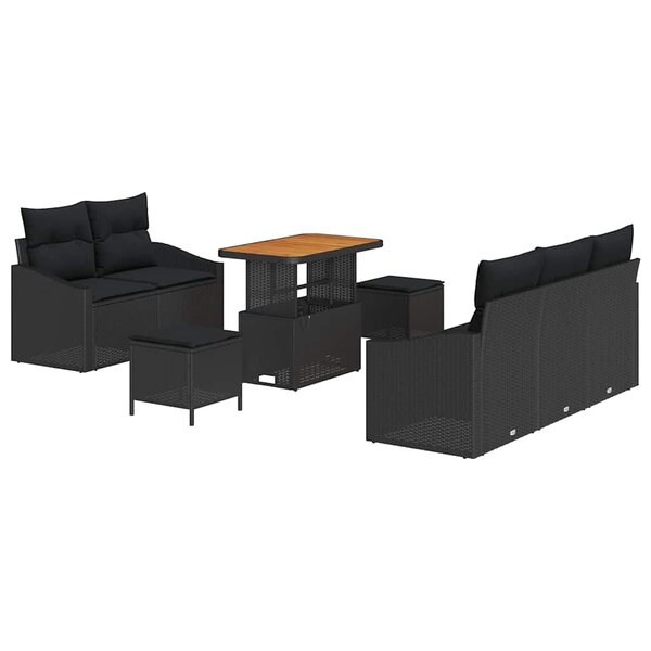 vidaXL Ensemble de canapé de jardin 8 Pièces Noir 90 x 55 x 71 cm