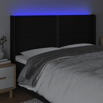 vidaXL Tête de lit à LED Noir 203x16x118/128 cm Tissu