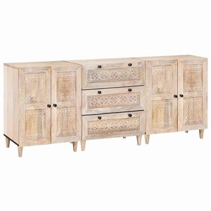 vidaXL Buffet 3 Pièces Blanc 60 x 33 x 75 cm bois de manguier massif