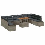 vidaXL Ensemble de canapé de jardin 11 Pièces Gris Poly rotin