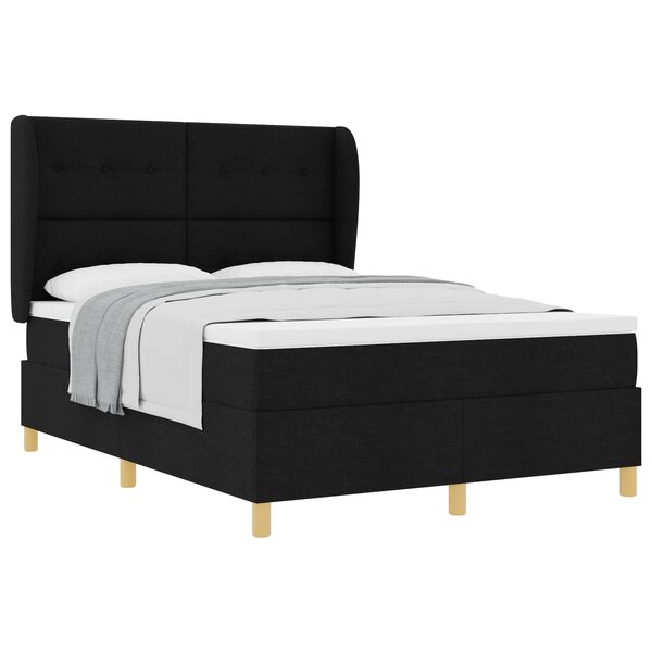 vidaXL Lit à ressorts avec matelas Noir 200 x 160 cm tissu
