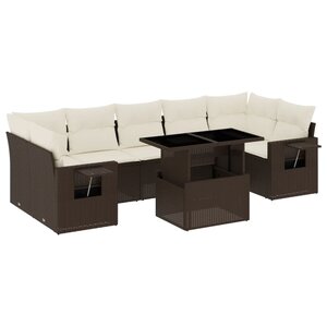 vidaXL Salon de jardin 8 Pièces avec coussins marron résine tressée