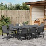 vidaXL Ensemble de salle à manger pour jardin 9 Pièces Noir polyrotin