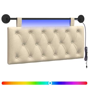 vidaXL Tête de lit suspendue Avec lumière LED Crème Tissu