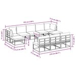 vidaXL Ensemble de canapé de jardin avec coussin 11 Pièces Noir Aluminium