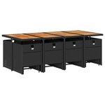 vidaXL Ensemble à manger de jardin 13 Pièces coussins noir résine tressée