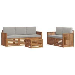 vidaXL Ensembles de canapés avec coussin 6 Pièces Gris Naturel et Clair