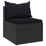 vidaXL Salon de jardin 4 Pièces avec coussins noir résine tressée