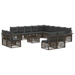 vidaXL Ensemble de canapé de jardin 14 Pièces Gris polyrotin
