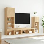 vidaXL Unités murales TV avec LED 4 Pièces chêne sonoma bois d'ingénierie