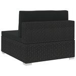 vidaXL Salon de jardin 3 Pièces avec coussins résine tressée noir