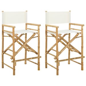 vidaXL Chaise de directeur pliante 2 pc Naturel Bambou