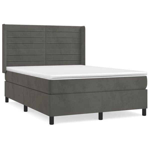 vidaXL Sommier à lattes de lit et matelas Gris foncé 140x200cm Velours