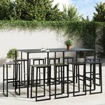 vidaXL Ensemble de bar de jardin 11 Pièces noir acier enduit de poudre