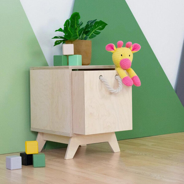 Boîte de rangement bois modèle 3 - poignées corde - Gris - 33 x 33 x 37 cm