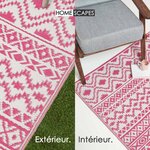 Tapis extérieur terrasse réversible - Tapis de jardin imperméable et résistant UV - Tia - Rose - 150x240 cm - HOMESCAPES