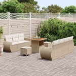 vidaXL Ensemble de canapé de jardin 10 Pièces Beige polyrotin