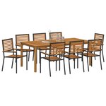 vidaXL Ensemble de salle à manger pour jardin 9 Pièces Noir Poly rotin